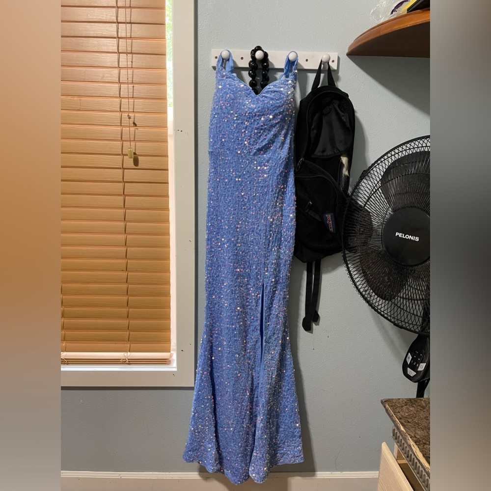 Beautiful Blue Sequin Dress with Slit